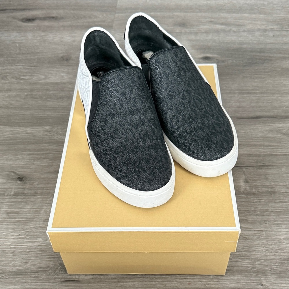 Michael Kors Black and White Slip-On Loafers